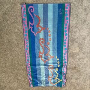 Vintage TerriSol Beach Towel Seahorse Stripe 1990s Terri Sol G